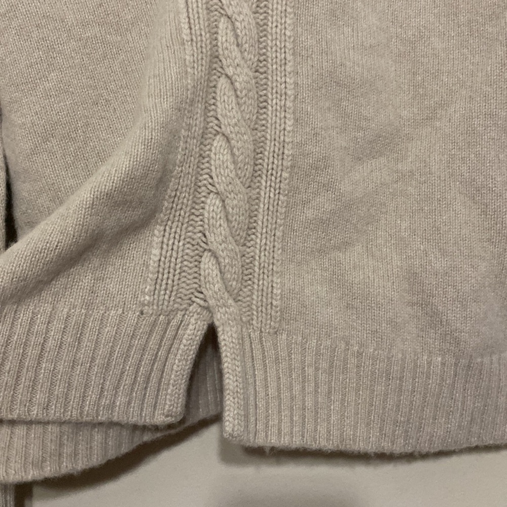 Lafayette 148 NY women fisher sweater turtleneck 100% cashmere M beige fall lux - Picture 7 of 11